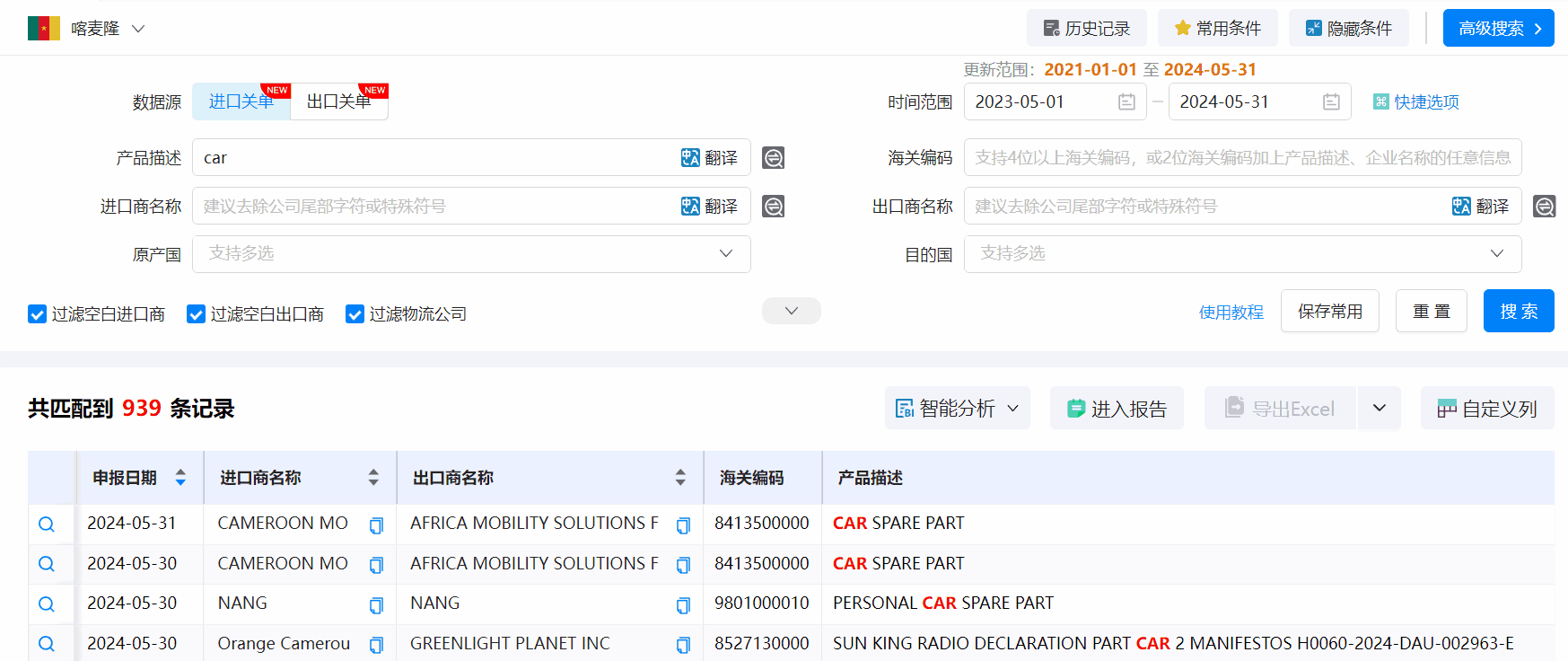 喀麦隆海关数据,海关数据,J9国际站 J9 海关数据