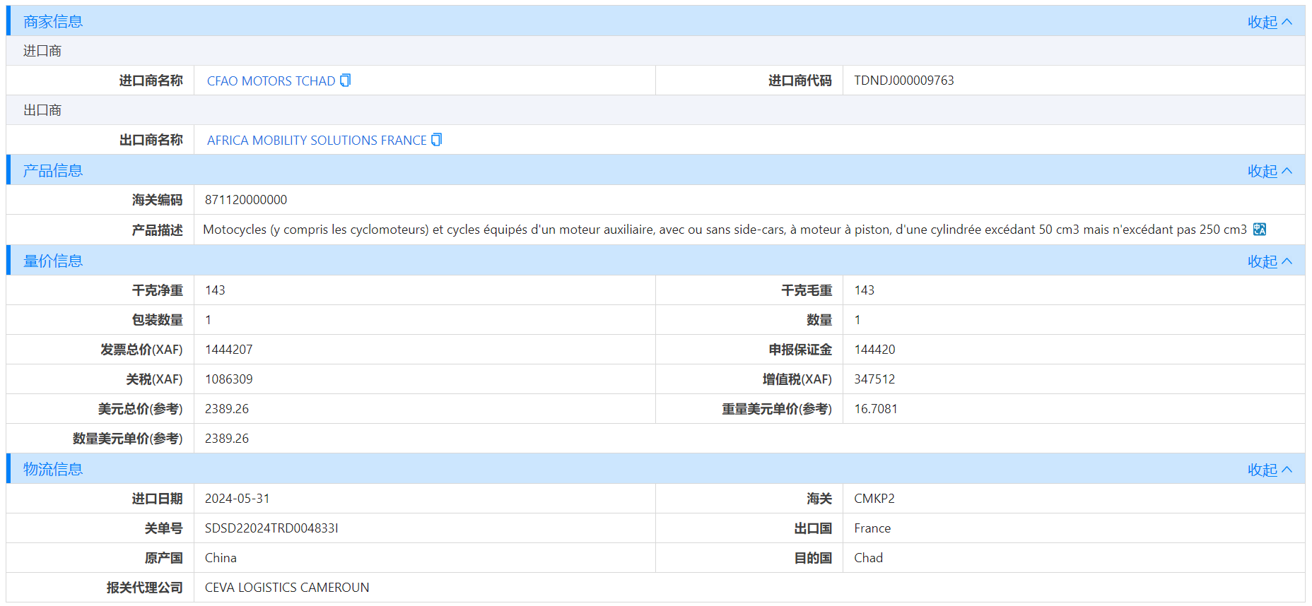 乍得海关数据,海关数据,J9国际站 J9 海关数据
